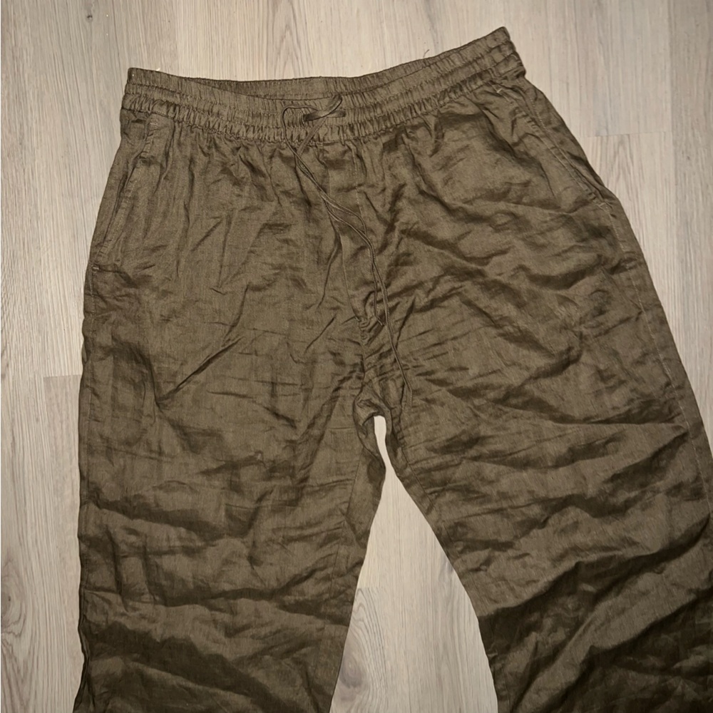 Zara Linen Straight Leg Pants Size XXL | Drawstring Waist - Picture 13 of 15